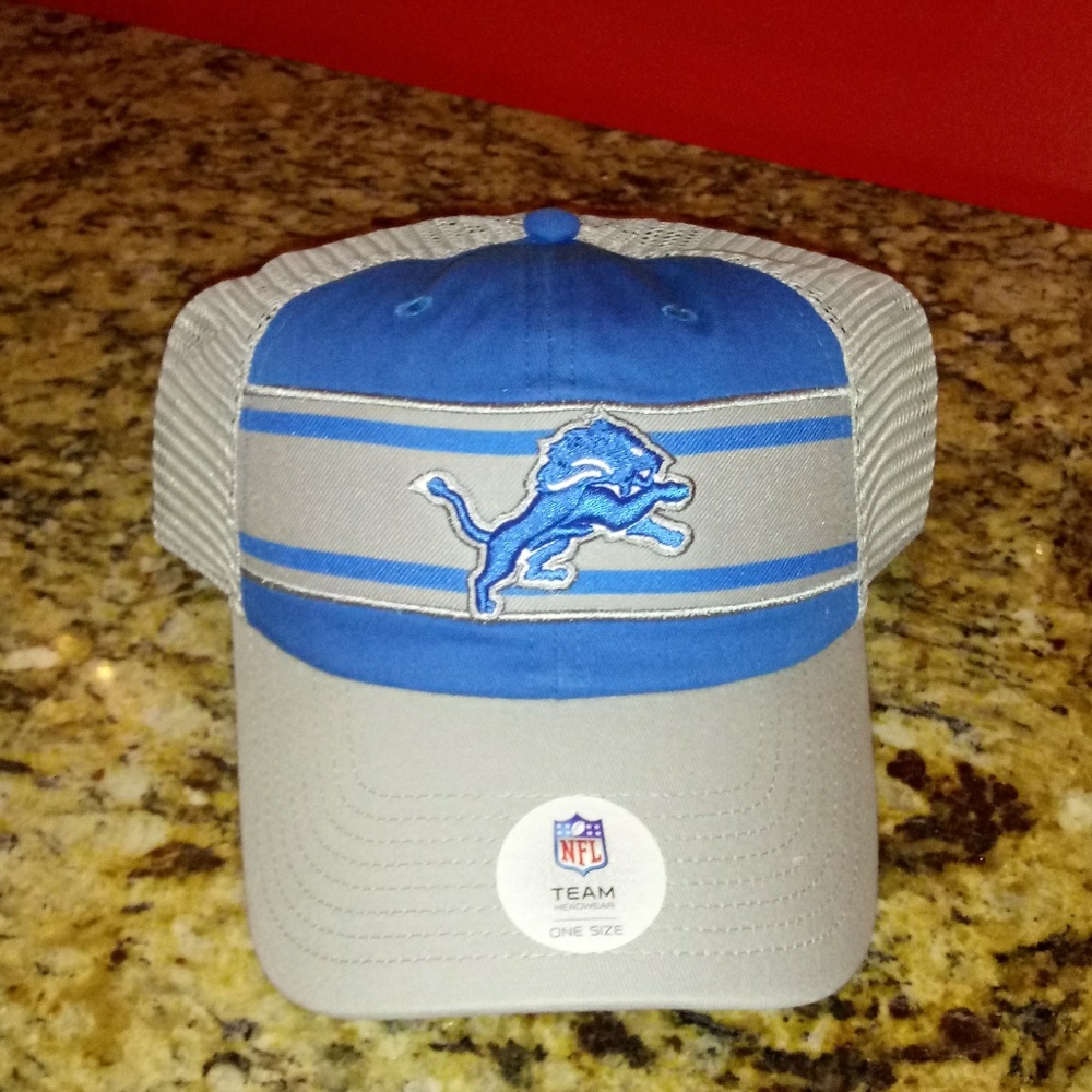 NFL Detroit Lions Blue and Gray Mesh Back Trucker Hat